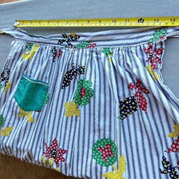 Vintage Handmade Child Size Half Skirt Apron patchwork stripes pocket - Picture 3 of 9